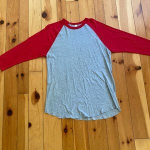 American Apparel Red & Grey Baseball Tee